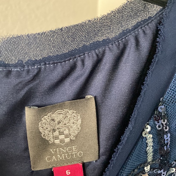 Vince Camuto Navy Color Sequins Dress Size 6 - Picture 3 of 10